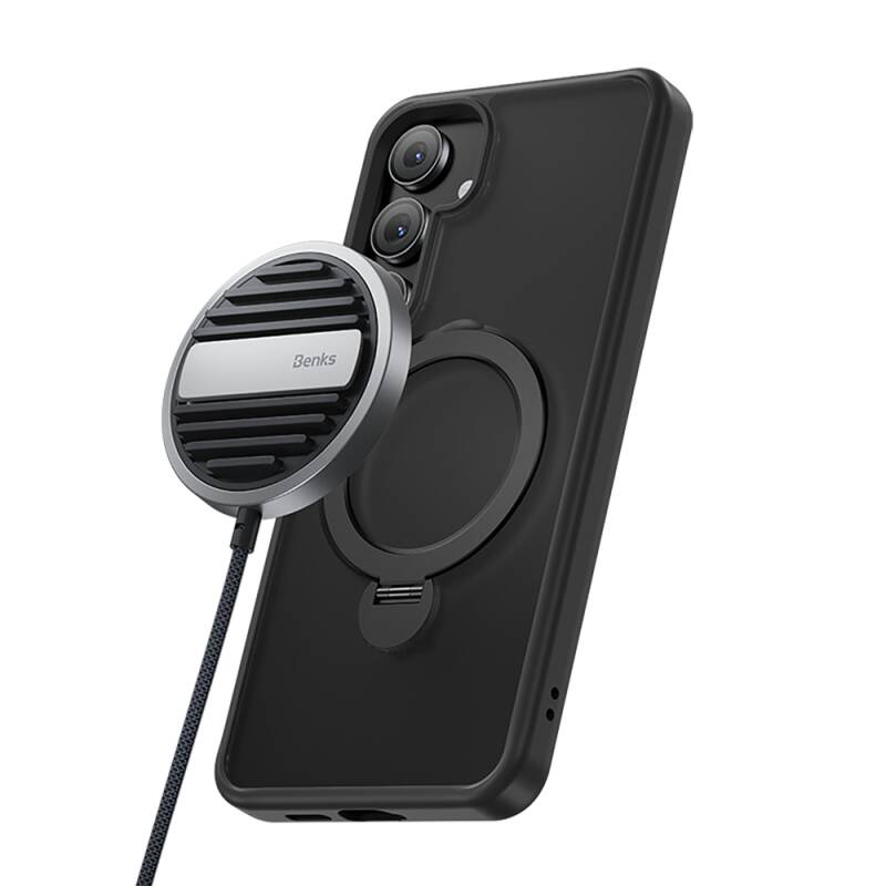 Galaxy S25 Plus Kılıf M-safe Şarj Özellikli Benks Standlı Mist Protective Kapak - 4