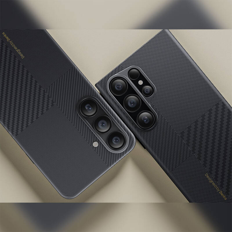 Galaxy S25 Plus Kılıf M-safe Şarj Özellikli Karbon Fiber Benks Montage ArmorAir Kevlar Kapak - 6