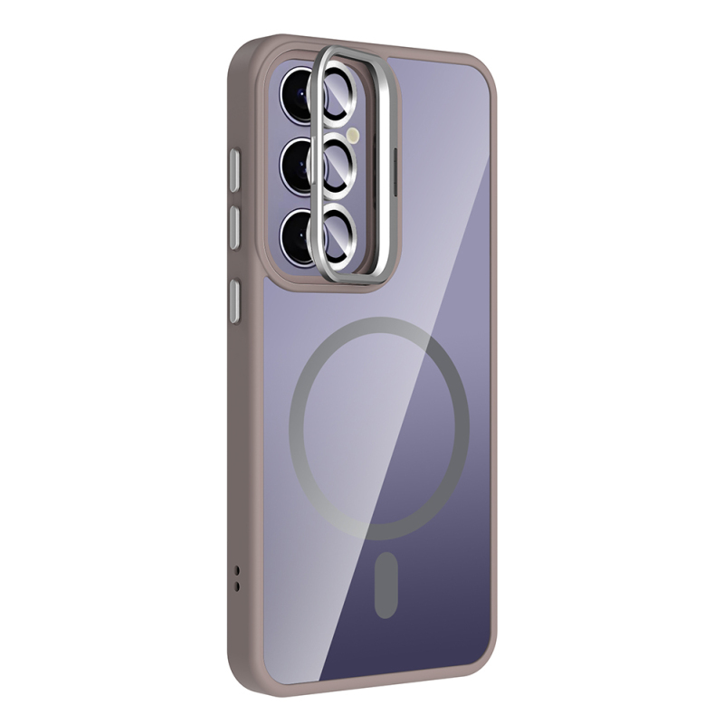 Galaxy S25 Plus Kılıf Standlı ve Kamera Lens Hediyeli M-Safe Şarj Özellikli Zore Etro Kapak - 16