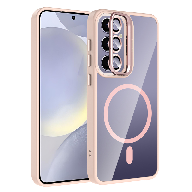 Galaxy S25 Plus Kılıf Standlı ve Kamera Lens Hediyeli M-Safe Şarj Özellikli Zore Etro Kapak - 6