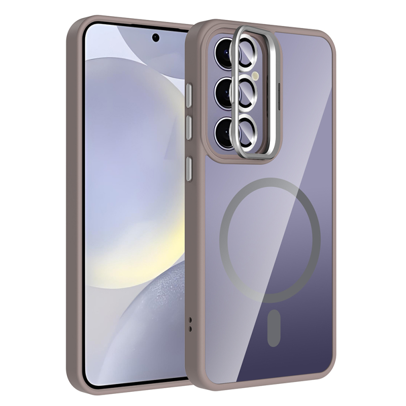 Galaxy S25 Plus Kılıf Standlı ve Kamera Lens Hediyeli M-Safe Şarj Özellikli Zore Etro Kapak - 3