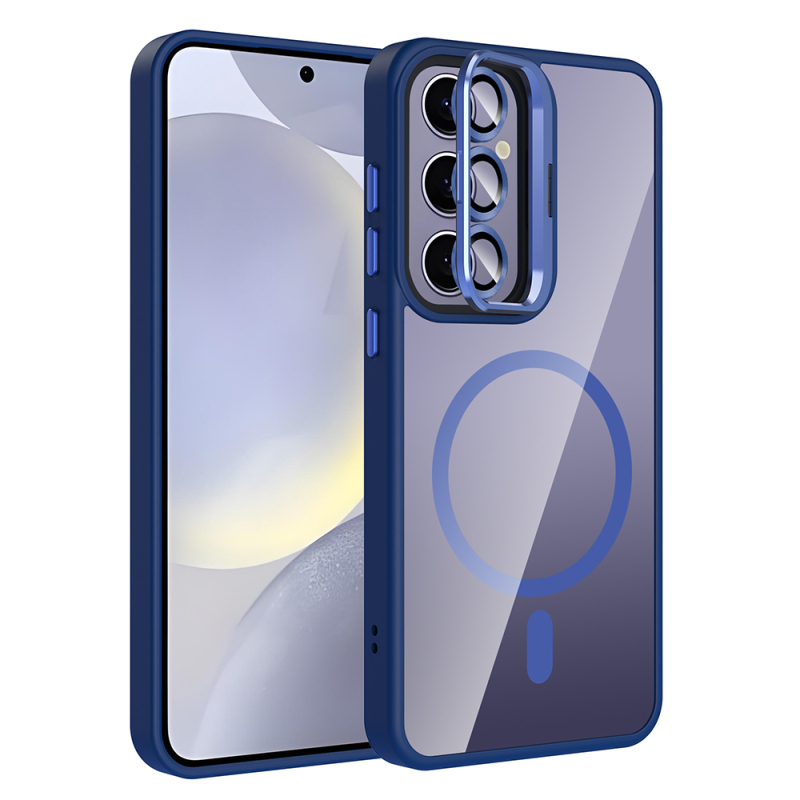 Galaxy S25 Plus Kılıf Standlı ve Kamera Lens Hediyeli M-Safe Şarj Özellikli Zore Etro Kapak - 4