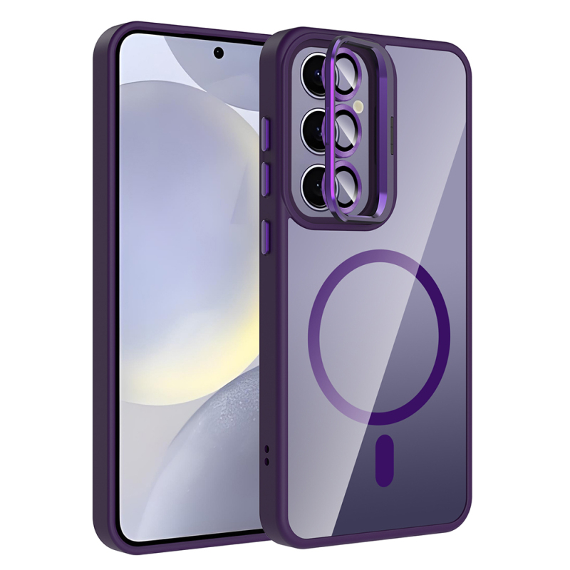 Galaxy S25 Plus Kılıf Standlı ve Kamera Lens Hediyeli M-Safe Şarj Özellikli Zore Etro Kapak - 7