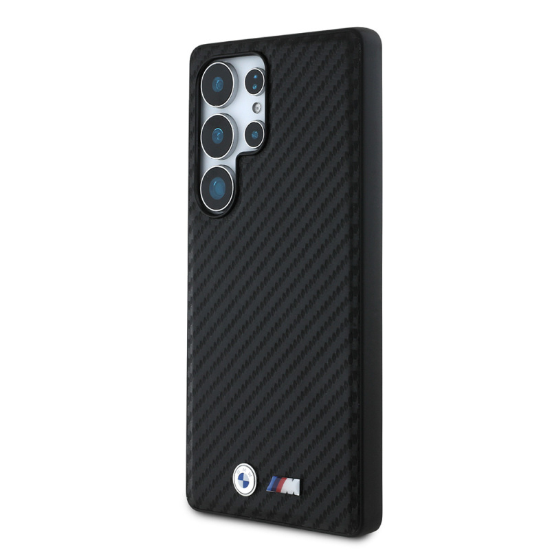 Galaxy S25 Ultra Case BMW Original Licensed M-Safe Charging Feature Carbon Fiber Design and Metal Logo PU Leather Cover - 3