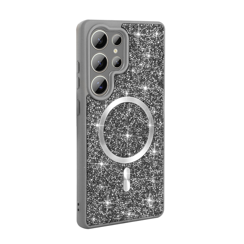 Galaxy S25 Ultra Case Diamond Design Magsafe Charging Feature Zore Mosaic Silicone Cover - 1