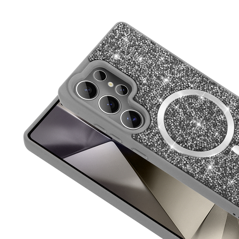 Galaxy S25 Ultra Case Diamond Design Magsafe Charging Feature Zore Mosaic Silicone Cover - 8