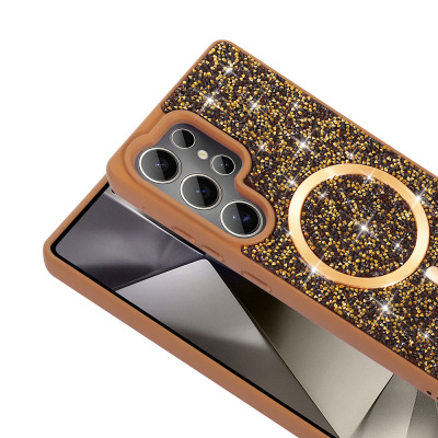 Galaxy S25 Ultra Case Diamond Design Magsafe Charging Feature Zore Mosaic Silicone Cover - 9