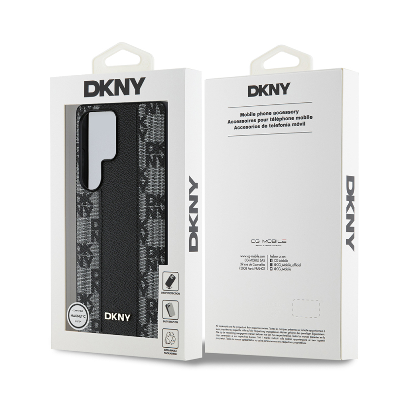 Galaxy S25 Ultra Case DKNY Original Licensed M-safe Charging Feature 3D Printed Checkered Pattern Cover - 16