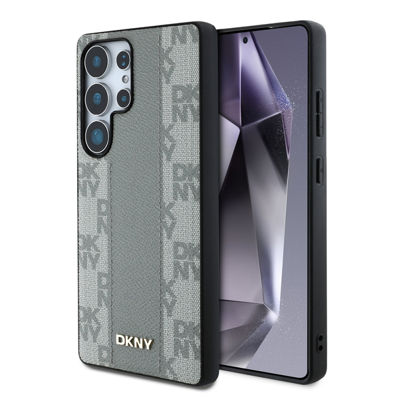 Galaxy S25 Ultra Case DKNY Original Licensed M-safe Charging Feature 3D Printed Checkered Pattern Cover - 3