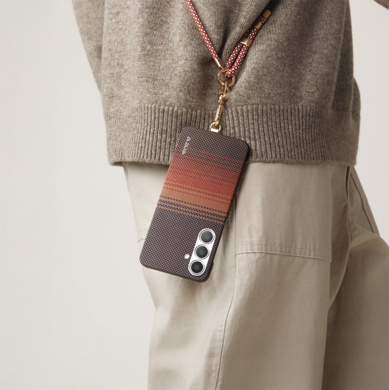 Galaxy S25 Ultra Case M-safe Charging Feature Aramid Fiber Pitaka Tactile Woven Sunset-Moonrise Series Cover - 24