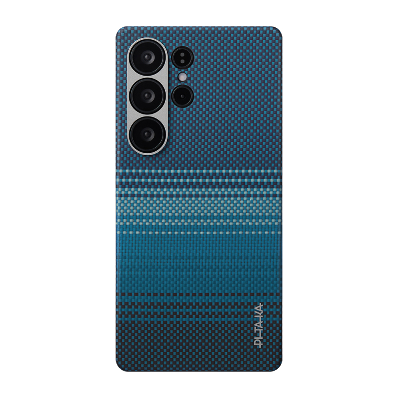 Galaxy S25 Ultra Case M-safe Charging Feature Aramid Fiber Pitaka Tactile Woven Sunset-Moonrise Series Cover - 3
