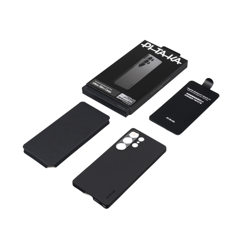 Galaxy S25 Ultra Case Magsafe Charging Feature 600D Aramid Fiber Pitaka Ultra-Slim Classic Series Black-Grey Twill Cover - 8