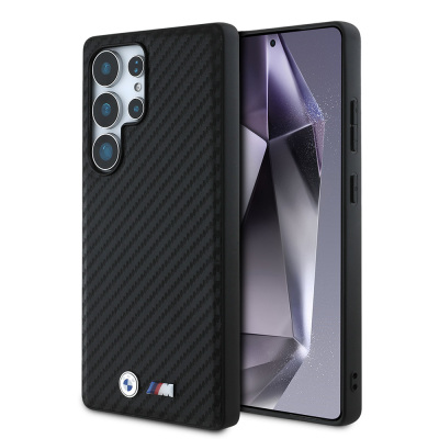 Galaxy S25 Ultra Kılıf BMW Orjinal Lisanslı M-safe Şarj Özellikli Karbon Fiber Tasarımlı ve Metal Logolu PU Deri Kapak - 8