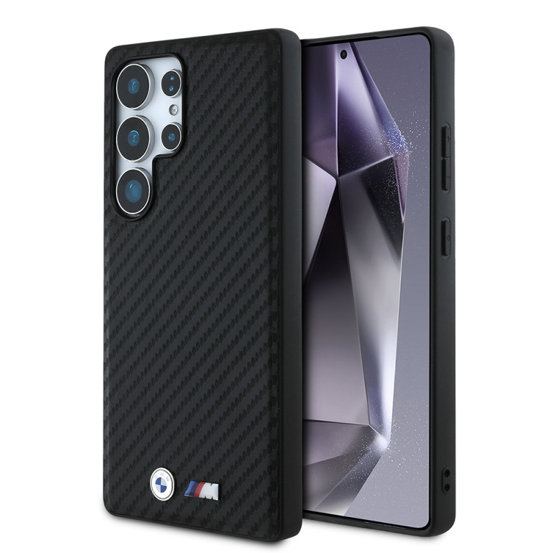Galaxy S25 Ultra Kılıf BMW Orjinal Lisanslı M-safe Şarj Özellikli Karbon Fiber Tasarımlı ve Metal Logolu PU Deri Kapak - 8