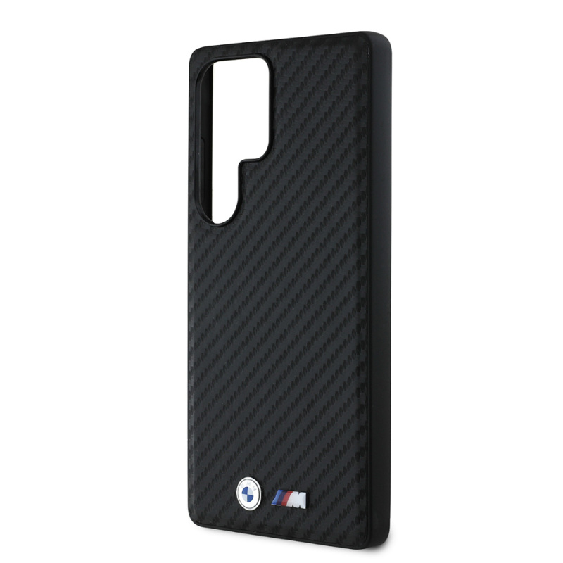 Galaxy S25 Ultra Kılıf BMW Orjinal Lisanslı M-safe Şarj Özellikli Karbon Fiber Tasarımlı ve Metal Logolu PU Deri Kapak - 6