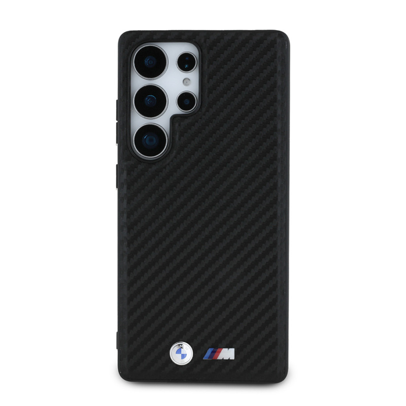 Galaxy S25 Ultra Kılıf BMW Orjinal Lisanslı M-safe Şarj Özellikli Karbon Fiber Tasarımlı ve Metal Logolu PU Deri Kapak - 2
