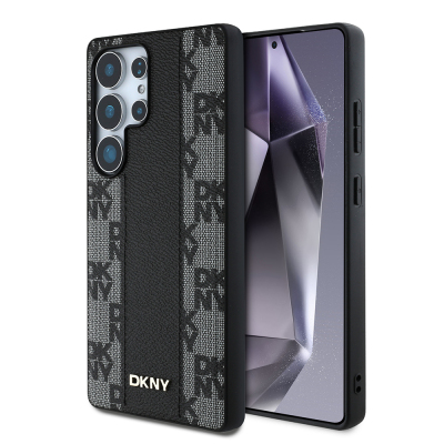 Galaxy S25 Ultra Kılıf DKNY Orjinal Lisanslı M-safe Şarj Özellikli 3D Yazılı Checkered Pattern Kapak - 1