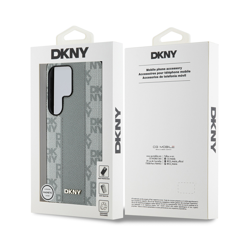 Galaxy S25 Ultra Kılıf DKNY Orjinal Lisanslı M-safe Şarj Özellikli 3D Yazılı Checkered Pattern Kapak - 17