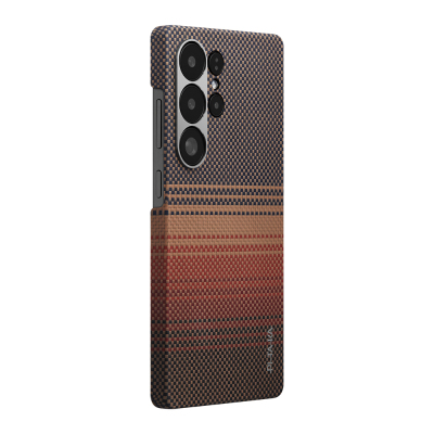 Galaxy S25 Ultra Kılıf M-safe Şarj Özellikli Aramid Fiber Pitaka Tactile Woven Sunset-Moonrise Serisi Kapak - 4