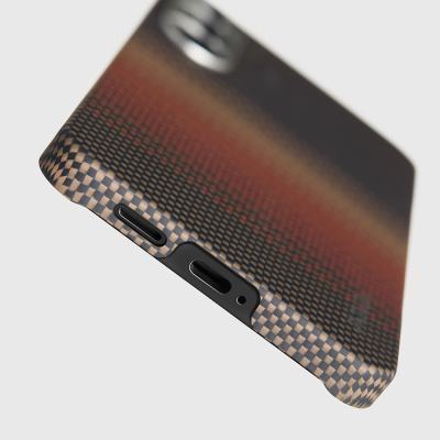 Galaxy S25 Ultra Kılıf M-safe Şarj Özellikli Aramid Fiber Pitaka Tactile Woven Sunset-Moonrise Serisi Kapak - 6