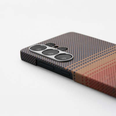 Galaxy S25 Ultra Kılıf M-safe Şarj Özellikli Aramid Fiber Pitaka Tactile Woven Sunset-Moonrise Serisi Kapak - 7