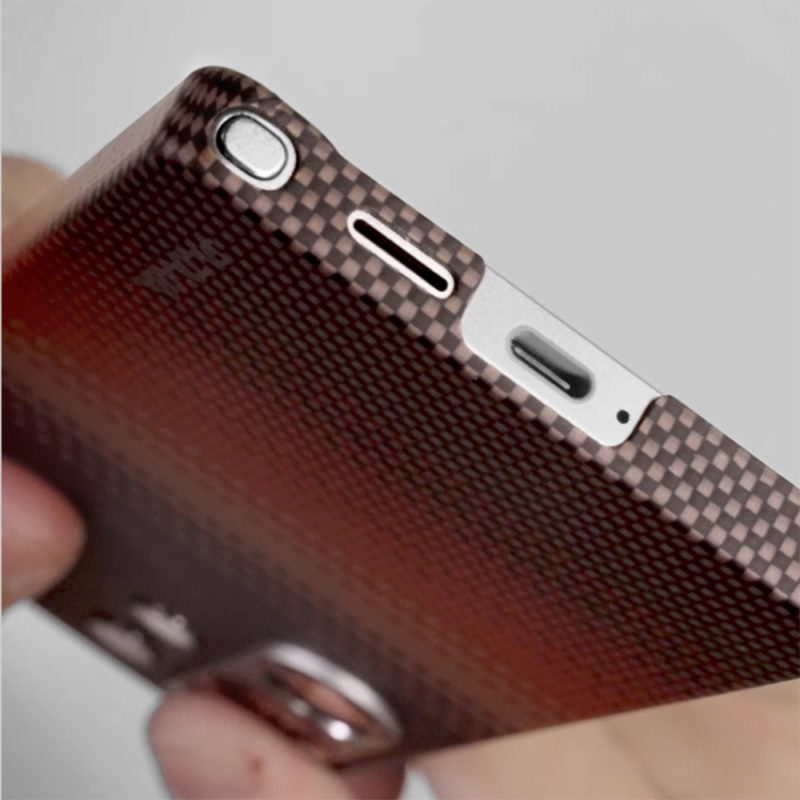 Galaxy S25 Ultra Kılıf M-safe Şarj Özellikli Aramid Fiber Pitaka Tactile Woven Sunset-Moonrise Serisi Kapak - 10