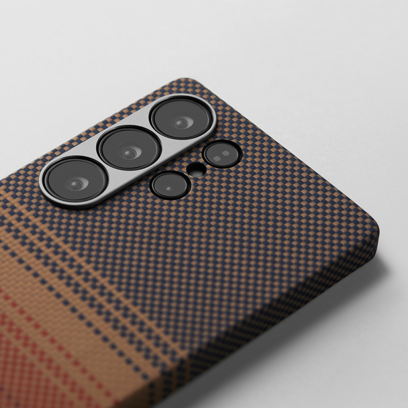 Galaxy S25 Ultra Kılıf M-safe Şarj Özellikli Aramid Fiber Pitaka Tactile Woven Sunset-Moonrise Serisi Kapak - 5