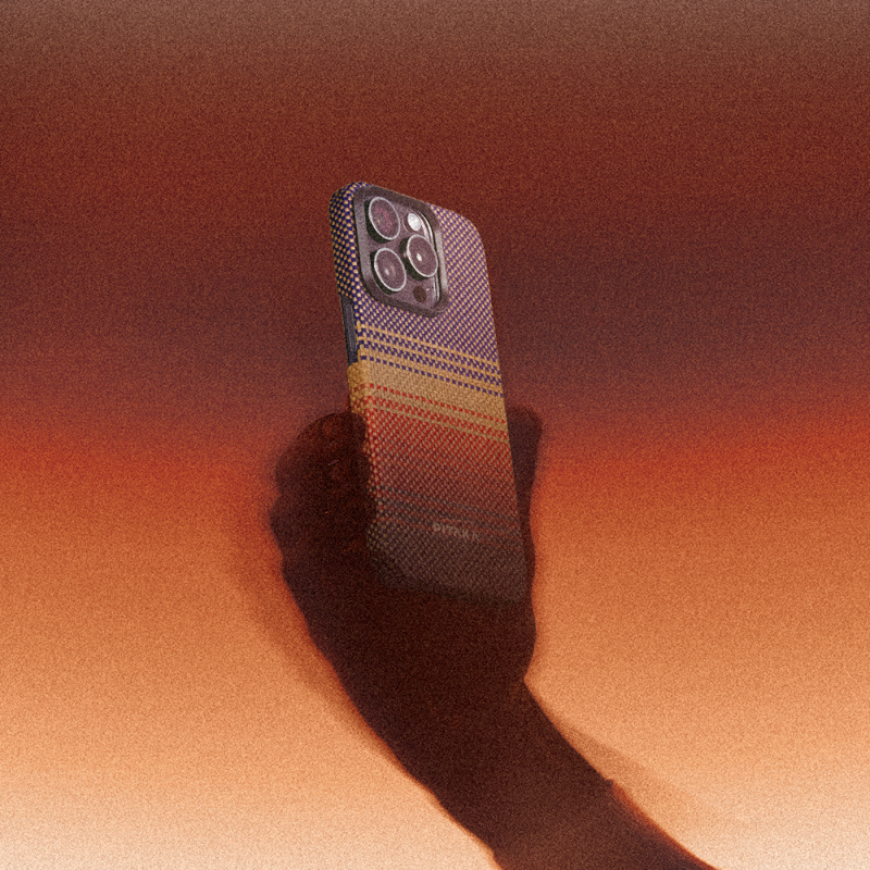 Galaxy S25 Ultra Kılıf M-safe Şarj Özellikli Aramid Fiber Pitaka Tactile Woven Sunset-Moonrise Serisi Kapak - 21