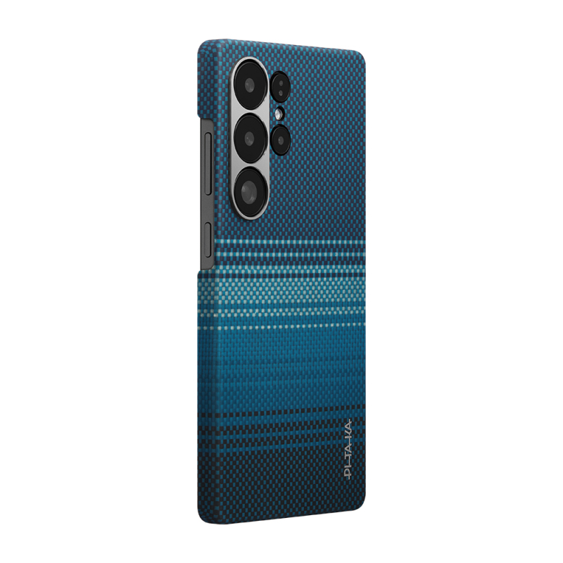 Galaxy S25 Ultra Kılıf M-safe Şarj Özellikli Aramid Fiber Pitaka Tactile Woven Sunset-Moonrise Serisi Kapak - 13