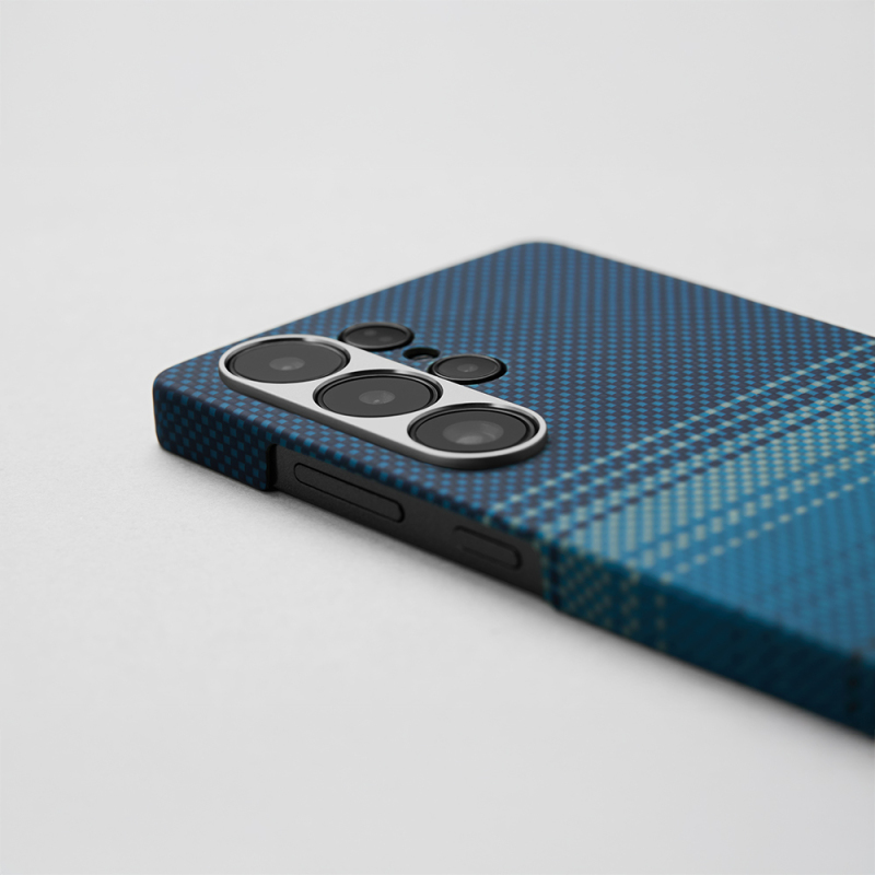 Galaxy S25 Ultra Kılıf M-safe Şarj Özellikli Aramid Fiber Pitaka Tactile Woven Sunset-Moonrise Serisi Kapak - 16