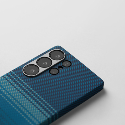 Galaxy S25 Ultra Kılıf M-safe Şarj Özellikli Aramid Fiber Pitaka Tactile Woven Sunset-Moonrise Serisi Kapak - 15