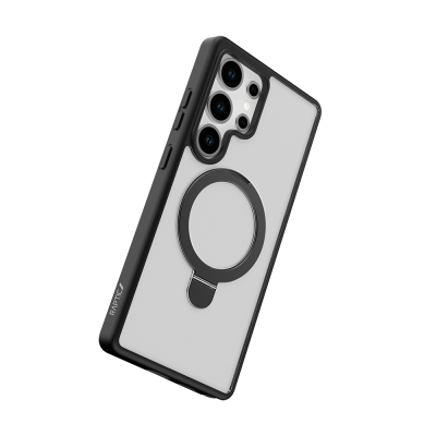 Galaxy S25 Ultra Kılıf M-safe Şarj Özellikli Raptic Air Stand Serisi Buzlu Transparan Tasarımlı Standlı Kapak - 6