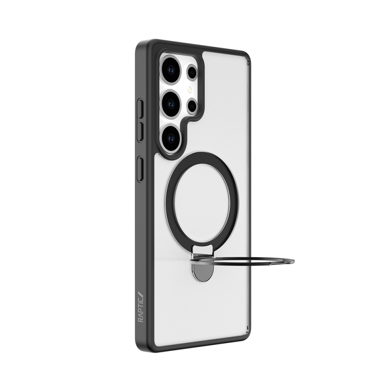Galaxy S25 Ultra Kılıf M-safe Şarj Özellikli Raptic Air Stand Serisi Buzlu Transparan Tasarımlı Standlı Kapak - 8