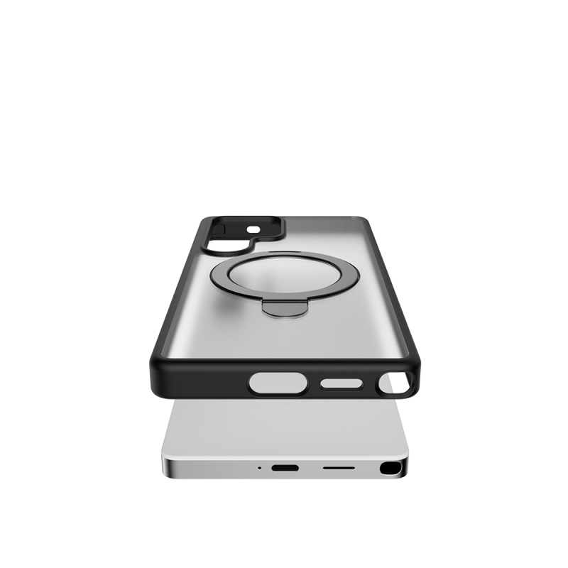 Galaxy S25 Ultra Kılıf M-safe Şarj Özellikli Raptic Air Stand Serisi Buzlu Transparan Tasarımlı Standlı Kapak - 9