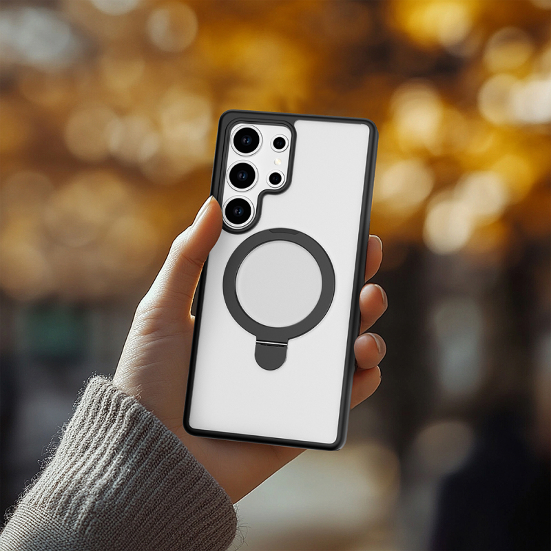 Galaxy S25 Ultra Kılıf M-safe Şarj Özellikli Raptic Air Stand Serisi Buzlu Transparan Tasarımlı Standlı Kapak - 11