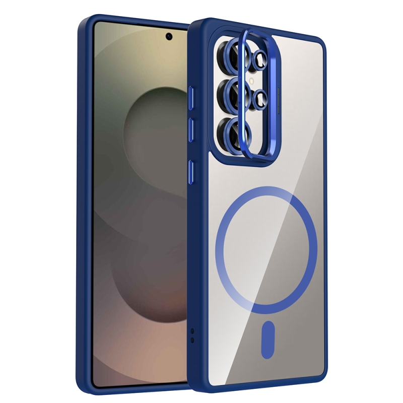 Galaxy S25 Ultra Kılıf Standlı ve Kamera Lens Hediyeli M-Safe Şarj Özellikli Zore Etro Kapak - 3