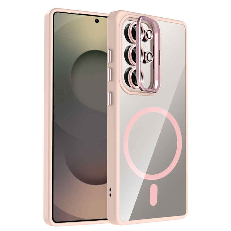Galaxy S25 Ultra Kılıf Standlı ve Kamera Lens Hediyeli M-Safe Şarj Özellikli Zore Etro Kapak - 6