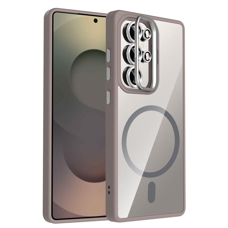 Galaxy S25 Ultra Kılıf Standlı ve Kamera Lens Hediyeli M-Safe Şarj Özellikli Zore Etro Kapak - 2