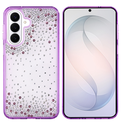 Galaxy S26 Case Airbag Design Drop Stone Embellished Transparent Zore Pera Silicone Cover - 3