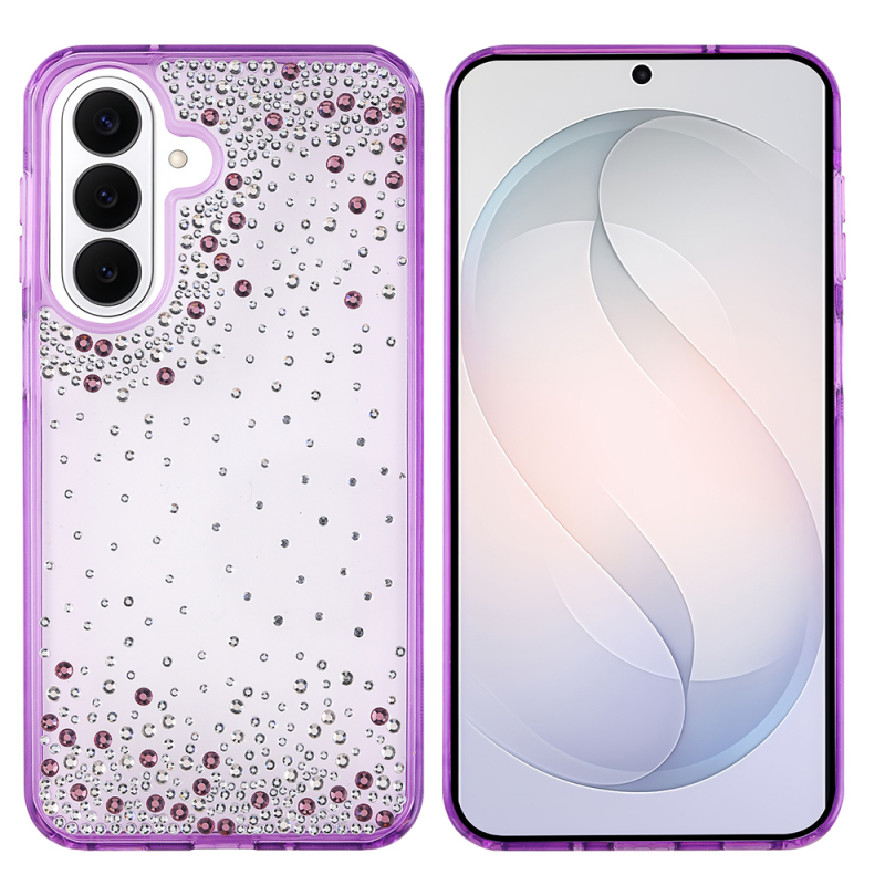 Galaxy S26 Case Airbag Design Drop Stone Embellished Transparent Zore Pera Silicone Cover - 3