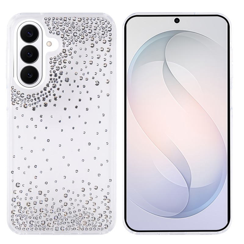 Galaxy S26 Case Airbag Design Drop Stone Embellished Transparent Zore Pera Silicone Cover - 2