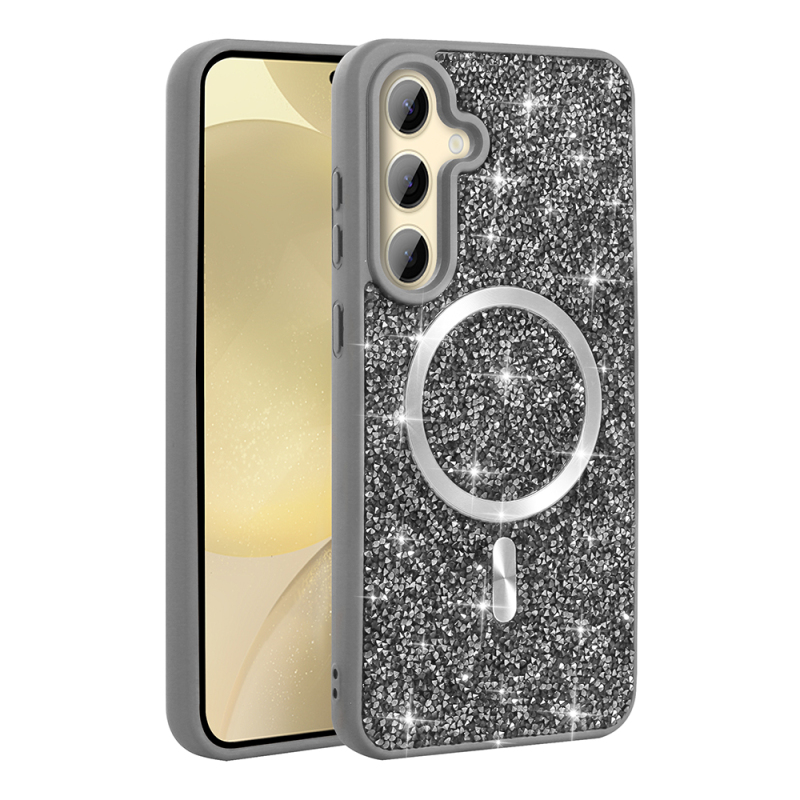 Galaxy S26 Case Diamond Design M-safe Charging Feature Zore Mosaic Silicone Cover - 2