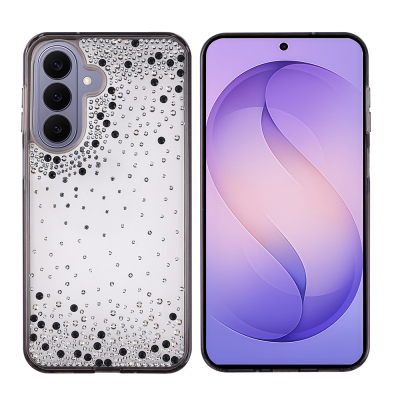 Galaxy S26 Plus Case Airbag Design Drop Stone Embellished Transparent Zore Pera Silicone Cover - 3