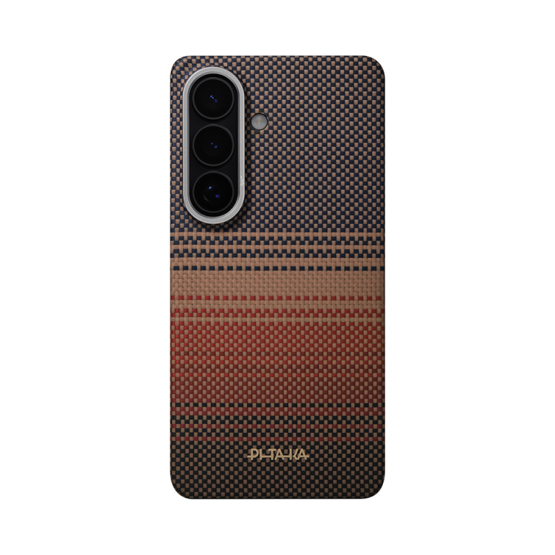 Galaxy S26 Plus Case M-safe Charging Enabled Aramid Fiber Pitaka Tactile Woven Sunset-Moonrise Series Cover - 1