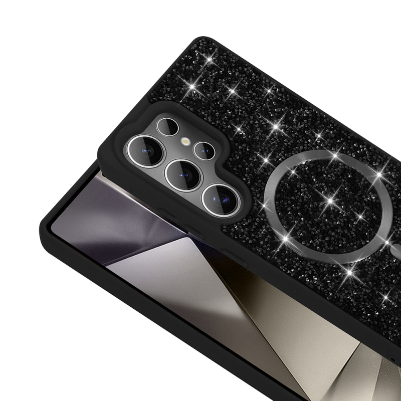Galaxy S26 Ultra Case Diamond Design M-safe Charging Feature Zore Mosaic Silicone Cover - 8