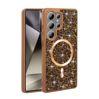 Galaxy S26 Ultra Case Diamond Design M-safe Charging Feature Zore Mosaic Silicone Cover - 3