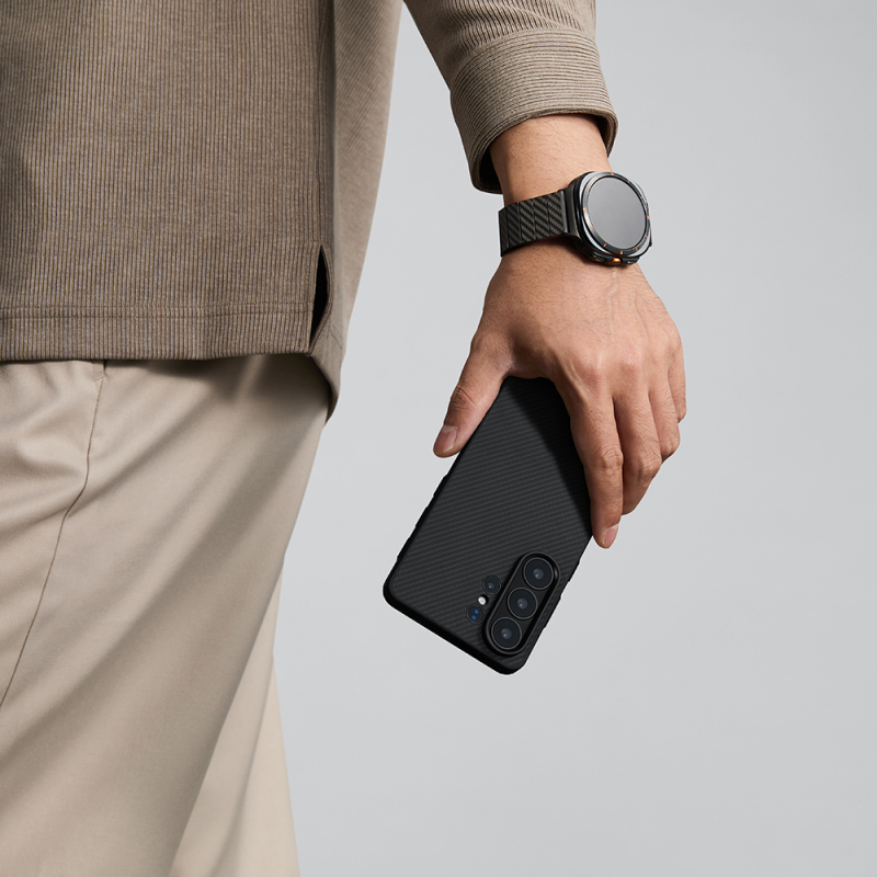 Galaxy S26 Ultra Case M-safe Charging Enabled 600D Aramid Fiber Pitaka Cairn Series Black-Grey Twill Cover - 11