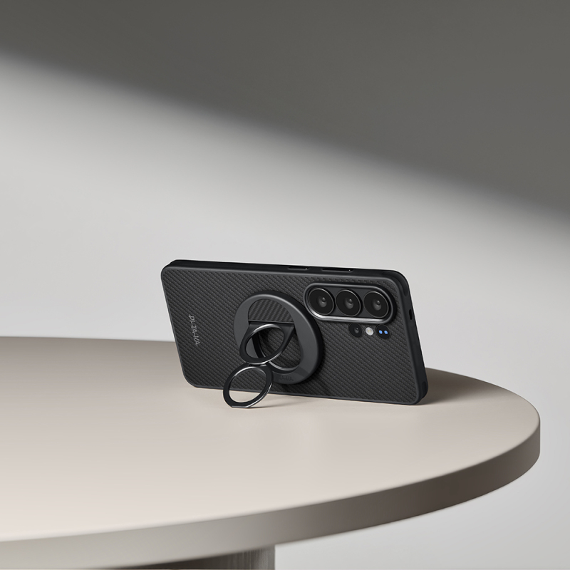 Galaxy S26 Ultra Case M-safe Charging Enabled 600D Aramid Fiber Pitaka Cairn Series Black-Grey Twill Cover - 10