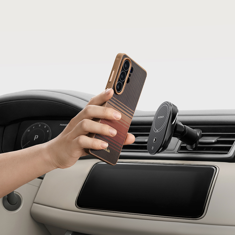 Galaxy S26 Ultra Case M-safe Charging Enabled Pitaka Tactile Woven Sunset-Moonrise Aramid Cairn Series Cover - 9