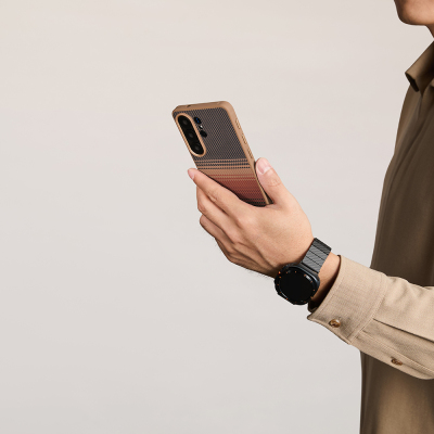 Galaxy S26 Ultra Case M-safe Charging Enabled Pitaka Tactile Woven Sunset-Moonrise Aramid Cairn Series Cover - 10